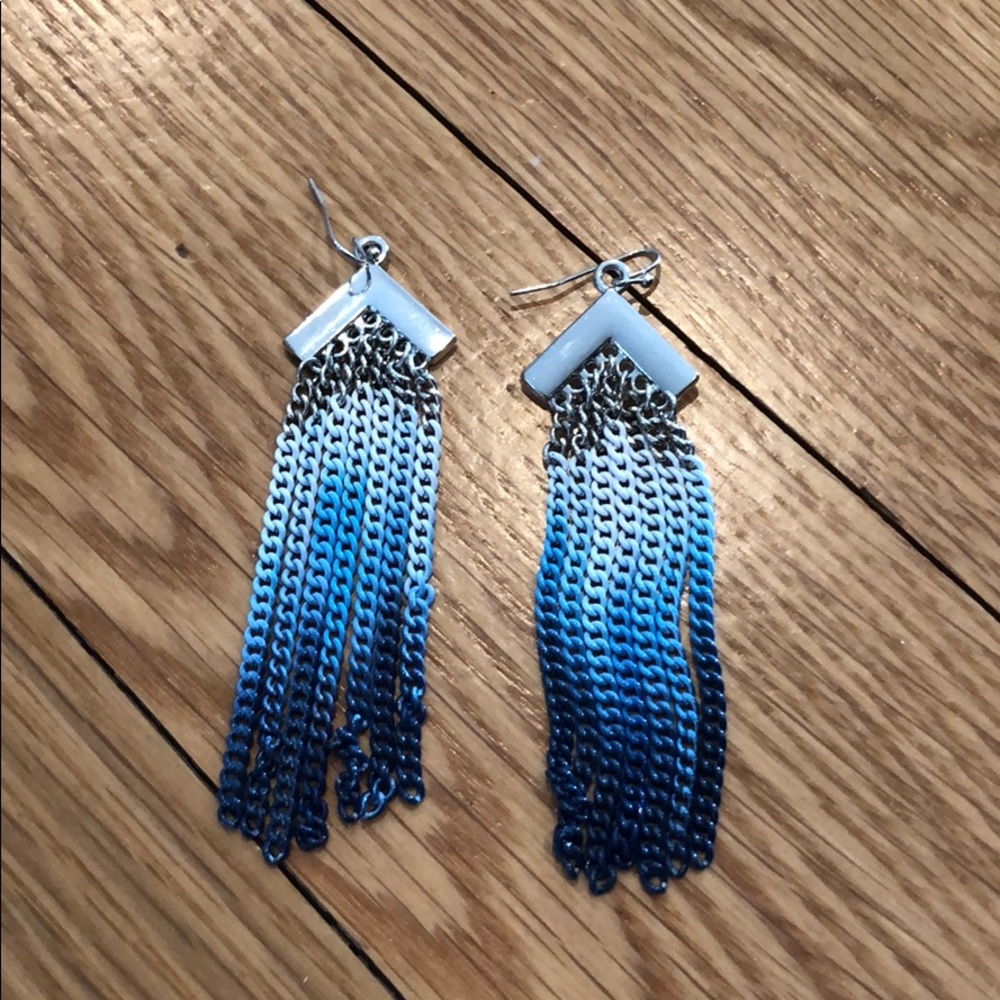 Chain-link Silver and Blue Ombré Earrings